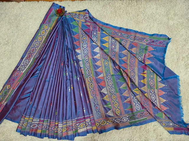 Katha work saree